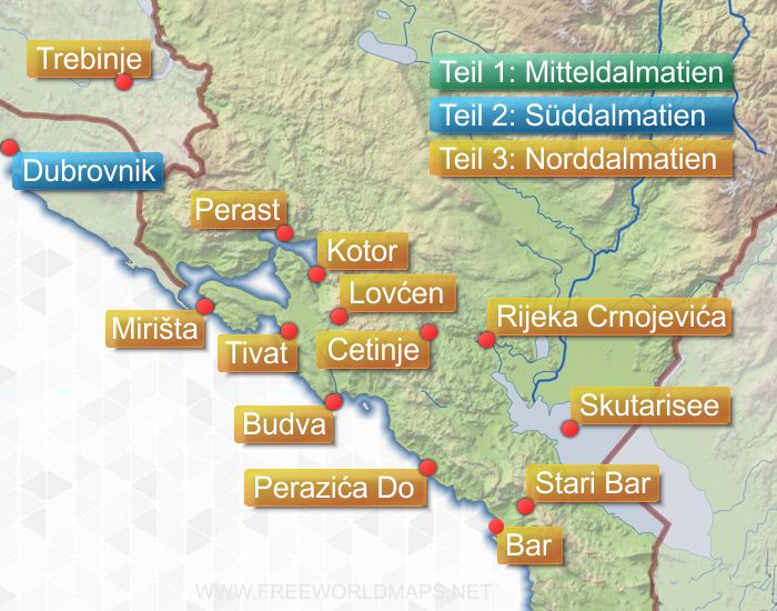 Bosnischer und montenegrinischer Teil unserer Reise durch Dalmatien.